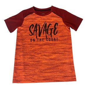 Spalding Performance Boys Athletic Short Sleeve Shirt Size M Orange Sunset